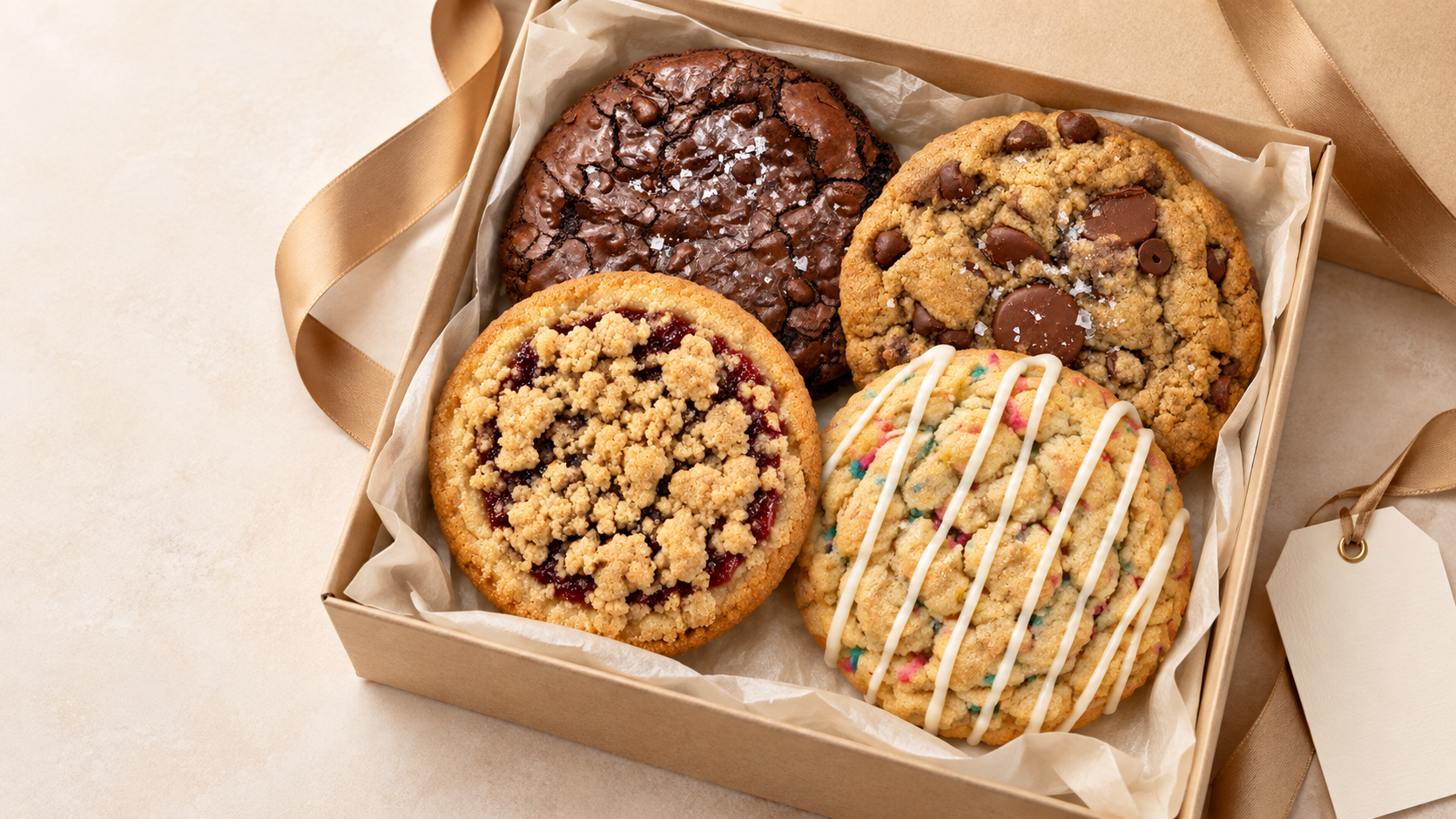 A gift box of assorted Bare Batch cookies
